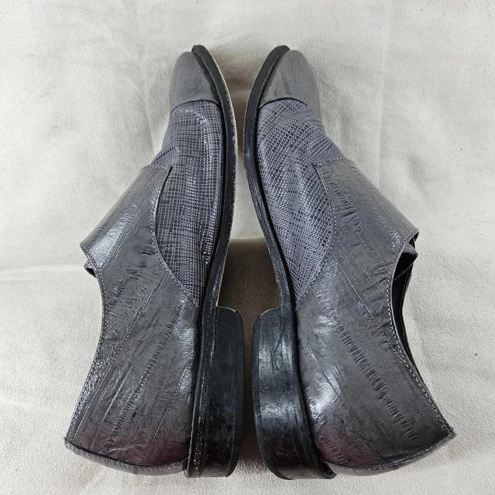 Stacy Adam Dress Shoes Mens 10.5 Gray Cow‎ Leather Double Monk Strap Cap Toe